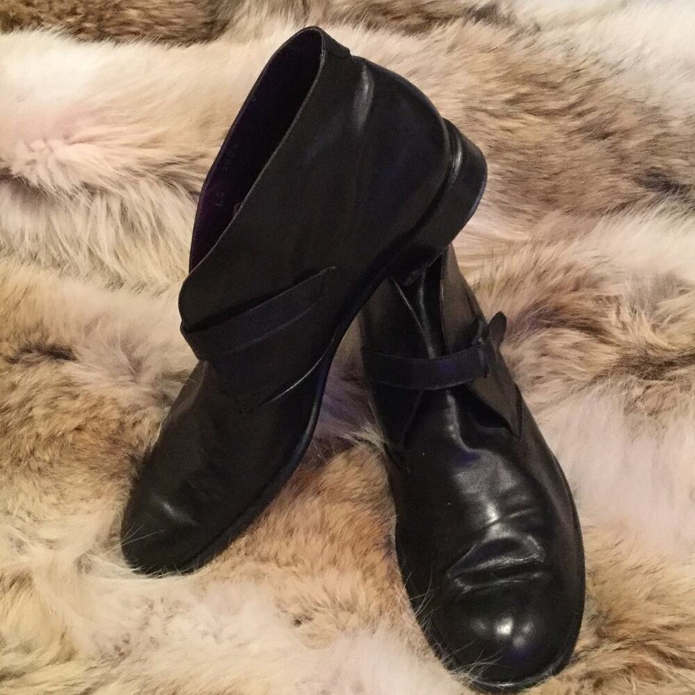 Ralph Lauren purple label 11 black leather ankle boot flat heel nwt vintage